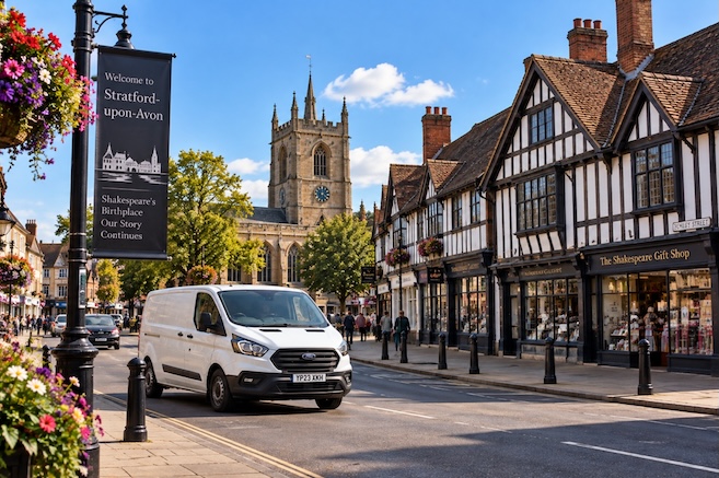 Van parked in Stratford-upon-Avon town centre
